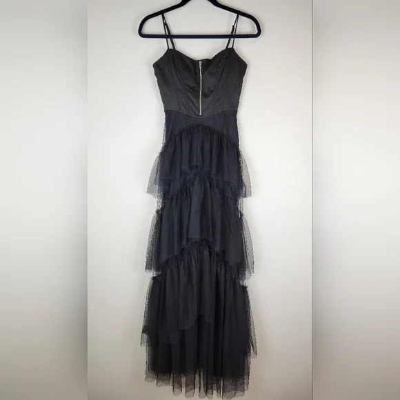NWT City Studios Junior Sweetheart-Neck Tiered Dress on Blacl Size 12 - Picture 2 of 13